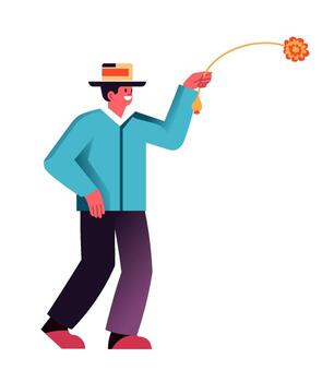 Man Playing with Festive Stick vector