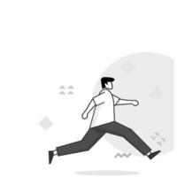illustration of a flat character running while jumping vector