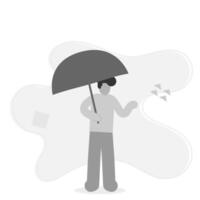 illustration of flat characters and stick figures carrying umbrellas vector
