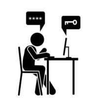 illustration of stick figures and flat characters typing in usernames and passwords vector
