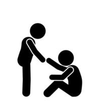 stick figure illustration of flat characters helping each other vector