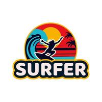 surfer and big wave. engraving style. illustration. vector