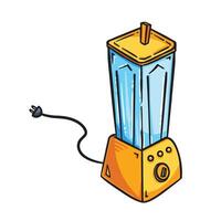 Yellow blender colorful outlined illustration isolated on square white background. Simple flat cartoon art styled drawing. vector