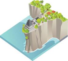 isometric illustration of Uluwatu temple in Bali vector