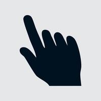 Silhouette of a pointing hand or illustration of a hand touching the screen vector