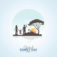 Global family day, january 1. template for banner, greeting card, poster of world family day. Global family day illustration. vector