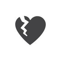 Broken heart icon Symbol mark in filled style vector