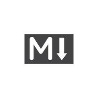 Markdown icon Symbol mark in filled style vector