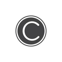 Copyright icon Symbol mark in filled style vector