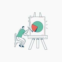 Person Painting a Pie Chart on a Canvas Easel vector