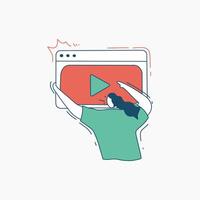 Woman Holding a Large Player with Play Button vector
