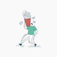 Person Running Away from a Trashcan Full of Emails vector