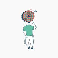 Person Carrying Bullseye Target With Arrow Through Center vector