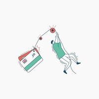 Person pulled by credit cards on a string vector