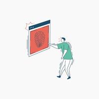 Person Using Fingerprint Authentication on a Website vector