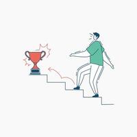 Man Slipping on Stairs Reaching for a Trophy vector