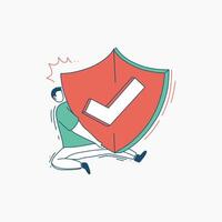 Man Holding a Shield with a Checkmark Symbol vector