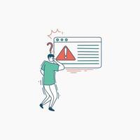 Confused Man Staring at Website Error Message vector