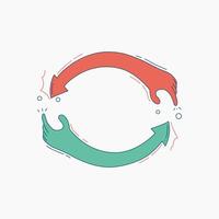Two Interlocking Arrows Forming a Circle with Hand Gestures vector
