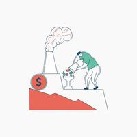 A Person Pouring Shapes into a Funnel on a Declining Graph vector