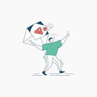 Man Running Away from a Virus-Infected Email vector