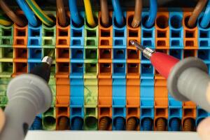 Multimeter Probes Testing Electrical Terminal Blocks photo
