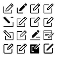 Notepad and document edit icons with pencil. Includes pencil and sign-up symbols, ideal for business and note-taking concepts. Simple illustrations for versatile use. vector