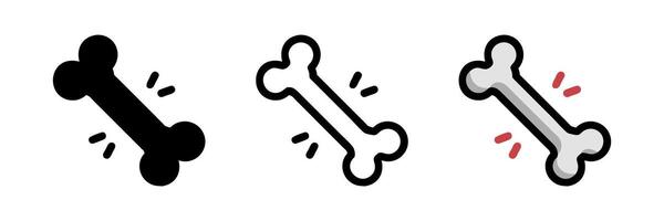 Bone set isolated icons in flat style. Simple illustrations perfect for web design, apps, pet-related projects, and medical themes. Clean and versatile design for various uses. vector