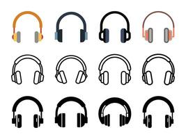 Headphones set isolated icons illustration. Perfect for audio, music, and tech-related designs, including apps, websites, and branding. Clean and modern design for versatile use. vector