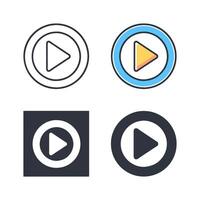 Play button icon set. Simple and clean design, ideal for media controls, apps, websites, and UI elements. Versatile icons for , music, and multimedia projects. vector