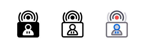 Live streaming icons in various styles, isolated illustration. Perfect for social media, web banners, and online broadcasting projects. Clean, modern design for versatile media-related use. vector