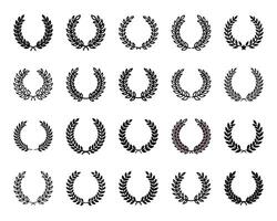 Laurel wreath icon set featuring award chaplet symbols. Simple illustrations, perfect for representing victory, achievement, and honor in designs for logos, certificates, and badges. Flat style vector