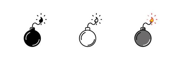 illustration of a bomb with a burning wick, isolated on a white background. Perfect for use in games, cartoons, and explosive-themed designs. Simple and bold design for impactful visuals. vector