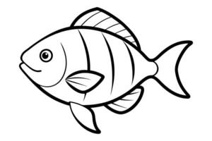 a simple fish line art silhouette illustration isolated on white background vector