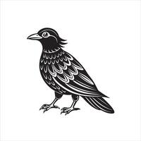 Bird line art drawing silhouette illustration on a white background vector