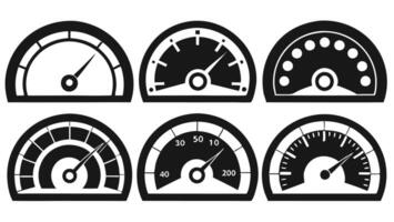 Speedometer icons collection. speedometer, measuring, meter, pressure, speed, optimization, dashboard, performance, efficiency, management. vector