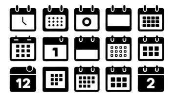 Calendar Icon Set. Features editable time management symbols. Includes icons for months, days, weeks, reminders, and more. Perfect for websites, and apps related to scheduling, planning, and events. vector