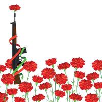 A festive composition for the Freedom Day of Portugal. A red carnation is inserted into the barrel of the rifle. A symbol of Victory and Revolution. vector