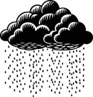 Design of rain falling from clouds in the sky vector