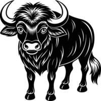 African Buffalo in linocut textured style vector