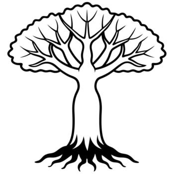 árbol con raíces y hojas vector