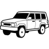 An suv is shown in black and white vector