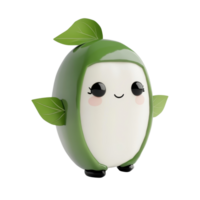 A cute character design featuring a smiling green figure with leaves, perfect for playful and whimsical themes. png