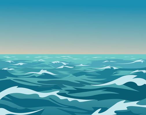 Seascape with sea waves and blue sky
