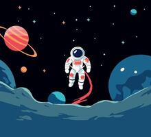 Astronaut in outer space illustration Flat design vector