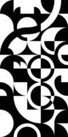 Geometric simple curve shapes in the form of combining and dividing the circles of triangles in black and white. Pattern of various rounded and triangles bauhaus mosaic vector