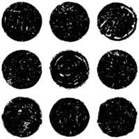 Hand drawn ink grunge circles set. Design elements round dirty frames. Black shapes circles, dry brush strokes background vector