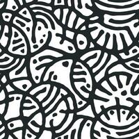Cut stencil ornamental panels with abstract rounded shape. Fretwork screen template. Ethnic ornament of intertwined roots. Circles ancient pattern. Black and white seamless texture vector