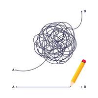 Complex and easy simple way from point A to B illustration. vector