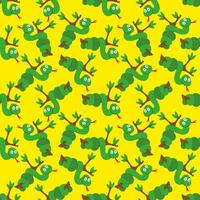Seamless pattern with identical cartoon snakes on a yellow background. vector
